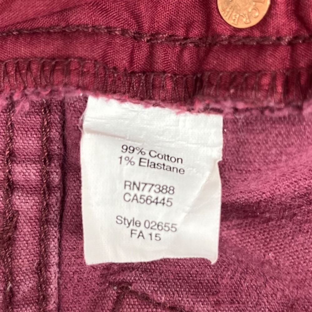 J.Crew Corduroy Pants Women Small 26 Burgundy‎ Stretch Skinny Leg Cotton - Picture 3 of 9